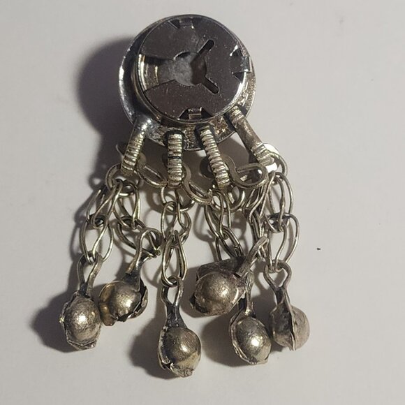 Vintage Coin Silver Oval Red Glass Stone Button Cover Tribal - Picture 2 of 5